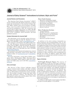 Journal of Dairy Science Instructions to Authors: Style ...