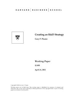 Creating an R&amp;D Strategy - Harvard Business School