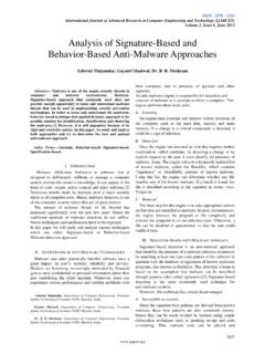 Analysis of Signature-Based and Behavior-Based …