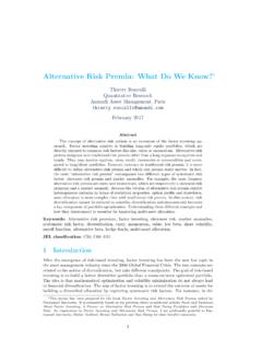 Alternative Risk Premia: What Do We Know? - Thierry …