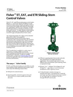 Fisher ET, EAT, and ETR Sliding Stem Control Valves