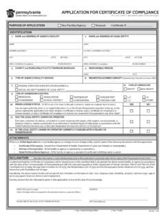 APPLICATION FOR CERTIFICATE OF COMPLIANCE