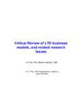 Critical Review of LTE business models, and related ...