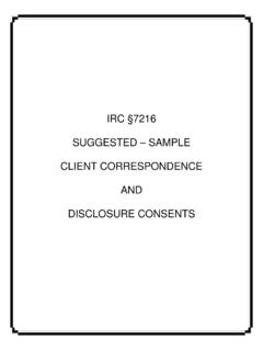 IRC &#167;7216 SUGGESTED – SAMPLE CLIENT CORRESPONDENCE …