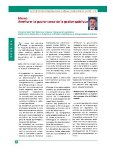 Maroc : Am&#233;liorer la gouvernance de la gestion …