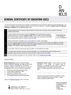 General Certificate of Education - University of Toronto