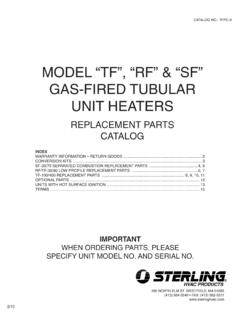 MODEL “TF”, “RF” &amp; “SF” GAS-FIRED TUBULAR UNIT HEATERS