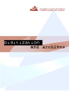 Digitization and Archives - Canadian Council of Archives