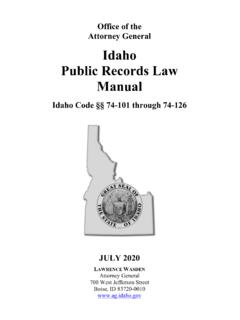 Idaho Public Records Law Manual