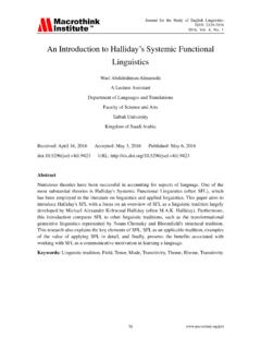 An Introduction to Halliday s Systemic Functional Linguistics
