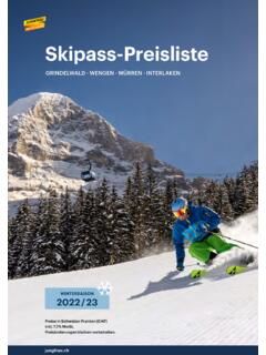 Sportpass-Preisliste - Jungfrau