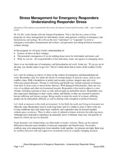 Stress Management for Emergency Responders …
