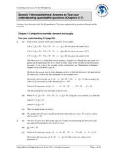 Section 1 Microeconomics: Answers to Test your ...