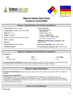 KI Material Safety Data Sheet Chemical Name: Potassium ...