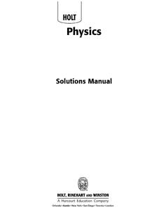 Physics Solutions Manual Holt - Physics is Beautiful