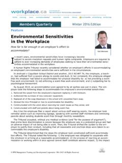 Environmental Sensitivities in the Workplace