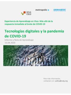 Tecnolog&#237;as digitales y la pandemia de COVID-19 - UCLG