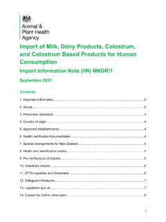 Import of Milk, Dairy Products, Colostrum, and Colostrum ...