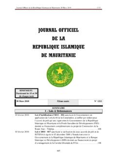 Journal Officiel de la R&#233;publique Islamique de Mauritanie ...