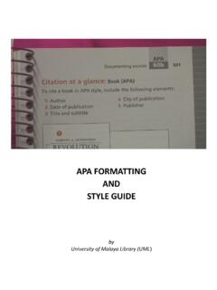 APA FORMATTING AND STYLE GUIDE