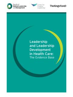 Leadership and Leadership Development in Health Care