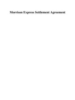 Morrison Express Settlement Agreement