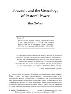 Foucault and the Genealogy of Pastoral Power