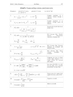 EE6471: TABLE OF EQUATIONS AND CONSTANTS