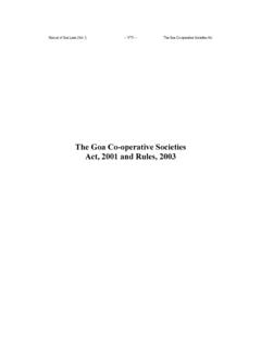 The Goa Co-operative Societies Act, 2001 and Rules, 2003