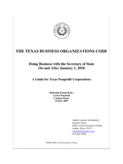 THE TEXAS BUSINESS ORGANIZATIONS CODE