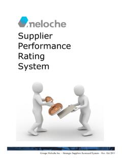 Supplier Performance Rating System - Meloche inc