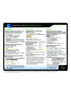 eCopy PDF Pro Office Quick Reference Card Create. Convert ...