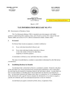 TAX INFORMATION RELEASE NO. 97-1 - Hawaii