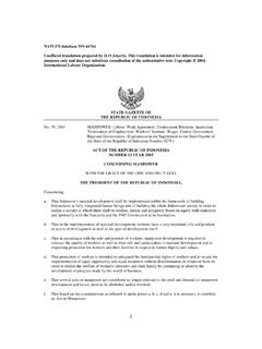 Indonesian Labour Law - Act 13 of 2003