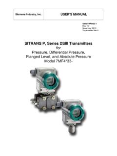 SITRANS P, Series DSIII Transmitters for Pressure ...