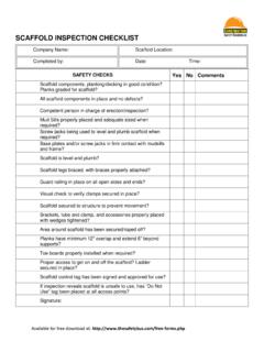 Scaffold Inspection Sheet - Industrial Safety Trainers