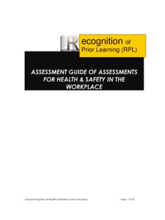 RPL integrated Health and Safety in the workplace assessment