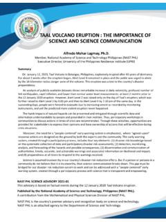 TAAL VOLCANO ERUPTION : THE IMPORTANCE OF SCIENCE …