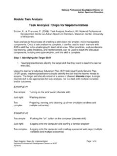 Task Analysis: Steps for Implementation - Autism PDC