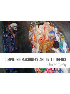 Turing, Computing Machinery and Intelligence
