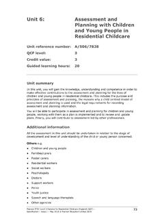 Unit 6: Assessment and Planning with Children and Young ...