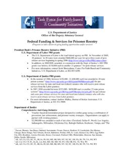 Federal Funding &amp; Services for Prisoner Reentry