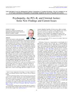 Psychopathy, the PCL-R, and Criminal Justice: Some New ...
