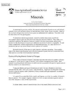 Small Ruminant Minerals - Animal Science