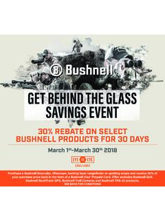 30% REBATE ON SELECT BUSHNELL PRODUCTS FOR 30 DAYS …