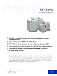 CFR Series - ALPHA TECHNOLOGIES