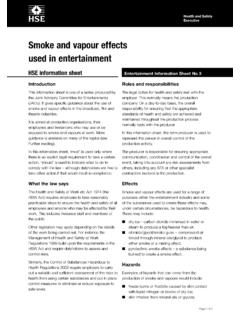 Smoke and vapour effects used in entertainment