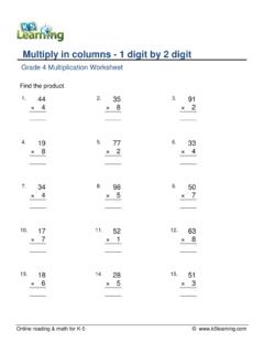 Grade 4 Multiplication Worksheet - Multiply in columns - 1 ...