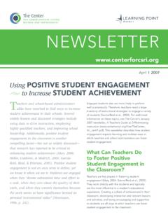 Using Positive Student Engagement to Increase Student ...