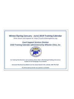 Winter/Spring (January - June) 2019 Training Calendar